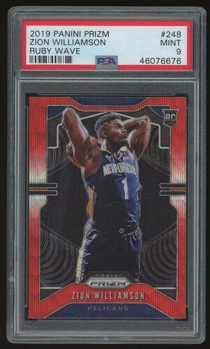 2019-20 Panini Prizm Ruby Wave #248 Zion Williamson RC Rookie Pelicans PSA 9 MINT