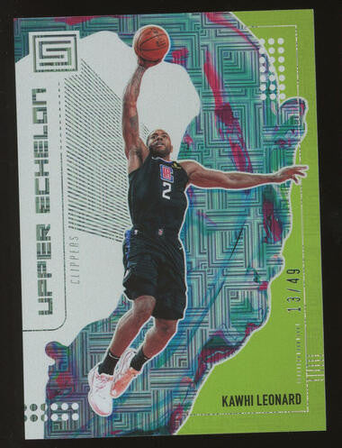2019-20 Panini Status Upper Echelon Green Escher Squares #2 Kawhi Leonard #13/49