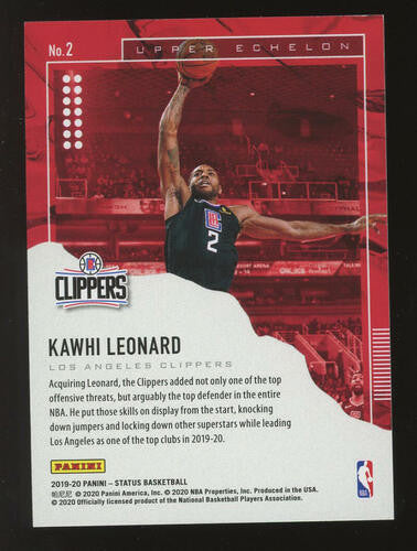 2019-20 Panini Status Upper Echelon Green Escher Squares #2 Kawhi Leonard #13/49