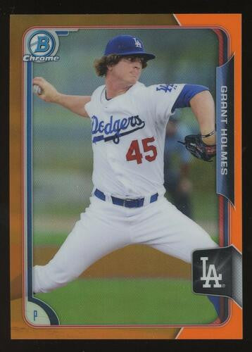 2015 Bowman Draft Chrome Orange Refractor #160 Grant Holmes #13/25 Dodgers