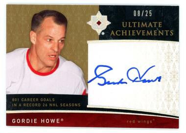 2009-10 Ultimate Achievements #UAGH Gordie Howe On-Card Auto #8/25 Red Wings HOF
