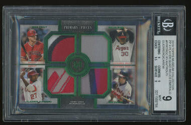 2019 Topps Museum Collection Primary Pieces Quad Relics Emerald Trout Ryan Carew Guerrero BECKETT MINT 9