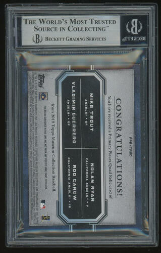 2019 Topps Museum Collection Primary Pieces Quad Relics Emerald Trout Ryan Carew Guerrero BECKETT MINT 9