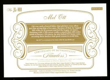 2018 Panini Flawless Baseball Mel Ott Jersey Patch /20