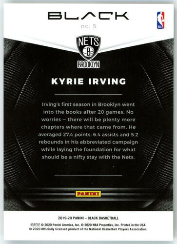 2019-20 Panini Black Kyrie Irving Gold /25 #5