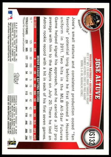 2011 Topps Update Jose Altuve RC #US132