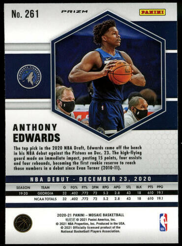 2020-21 Panini Mosaic Anthony Edwards Pink Camo Prizm RC #261