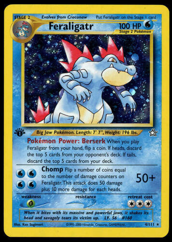 2000 Pokemon Feraligatr Neo Genesis 1st Edition Holofoil 4/111 Moderately Played