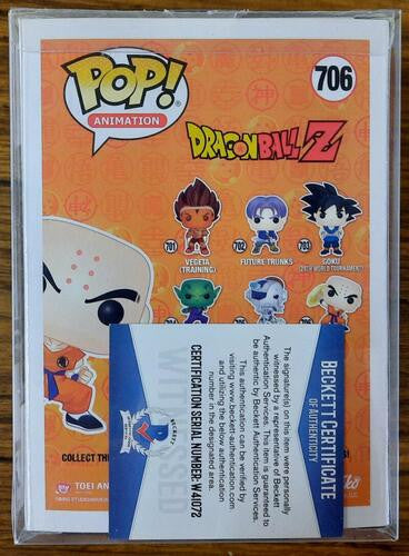 Dragon Ball Z Krillin Sonny Strait Signed Funko Pop #706 Beckett Witnessed w COA