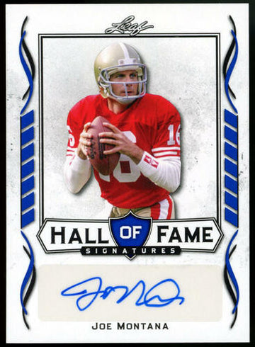 2021 Leaf Joe Montana Hall of Fame Signatures Blue Auto #HOF-JMI