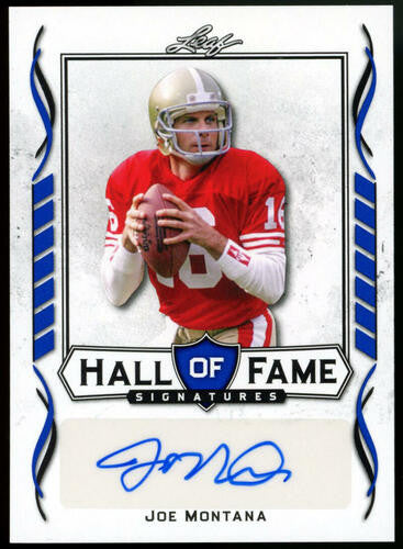 2021 Leaf Joe Montana Hall of Fame Signatures Blue Auto #HOF-JMI
