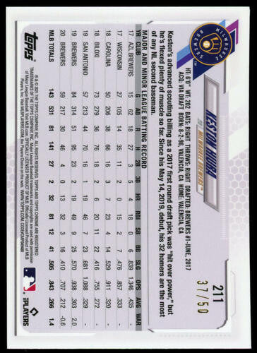 2021 Topps Chrome Ben Baller Keston Hiura Gold Refractor /50 #211