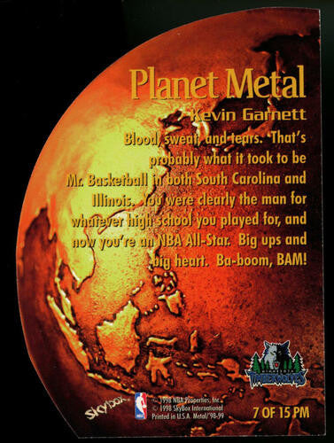 1998-99 Skybox Metal Universe Kevin Garnett Planet Metal Die Cut #7