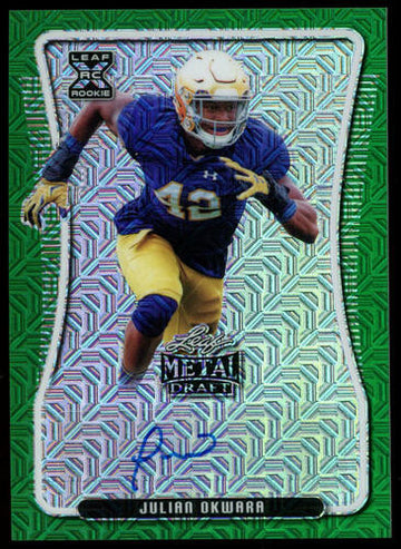 2020 Leaf Metal Julian Okwara Green Mojo Auto RC /4 #BA-JO2