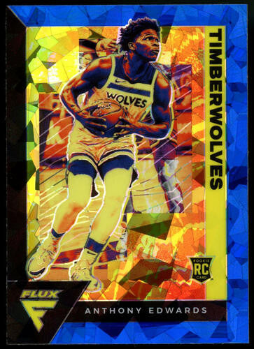 2020-21 Panini Flux Anthony Edwards Blue Cracked Ice Prizm RC #202
