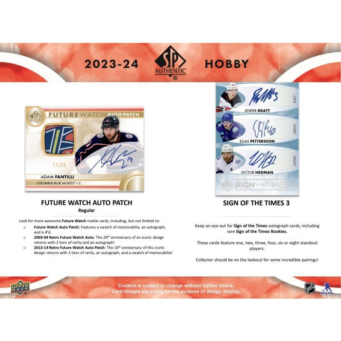 2023/24 Upper Deck SP Authentic Hockey Hobby Box