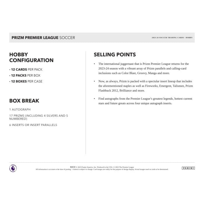 2023/24 Panini Prizm EPL Soccer Hobby Box