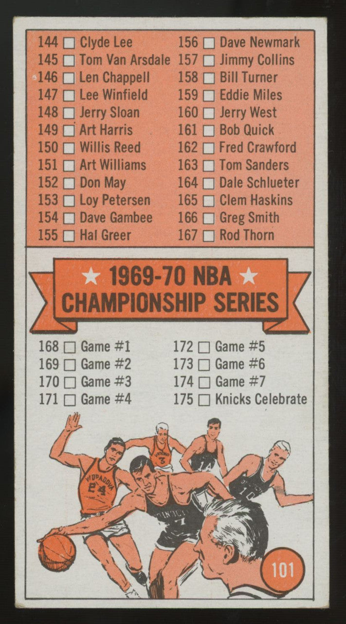 1970-71 Topps NBA Checklist 111-175 #101 VG/EX