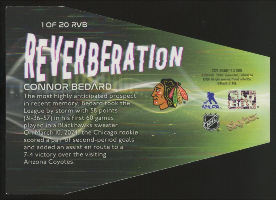 2023-24 E-X 2000 Connor Bedard Reverberation Die Cut #1 "A"