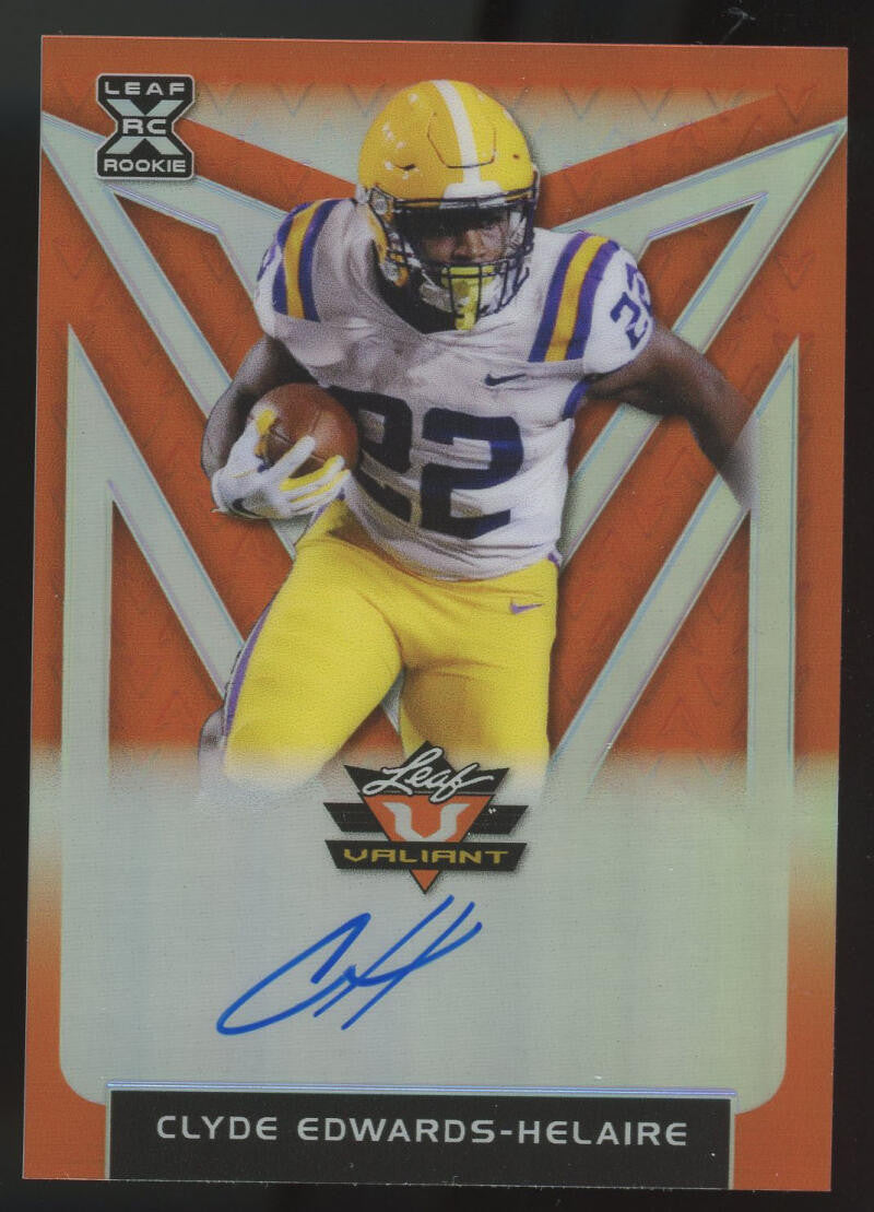 2020 Leaf Valiant Clyde Edwards-Helaire Autographed Orange Rookie /50