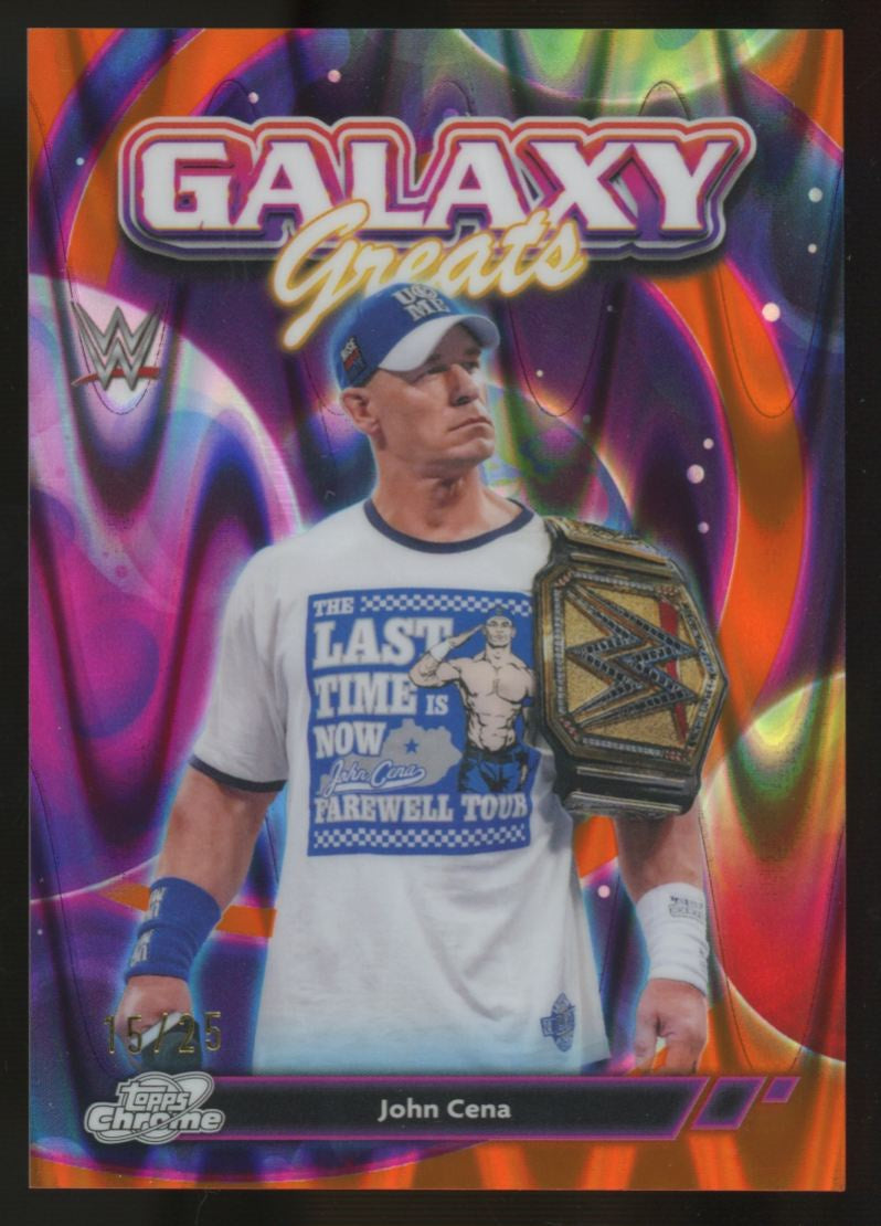 2026 Topps Chrome Cosmic WWE John Cena Greats Orange Galactic Refractor /25