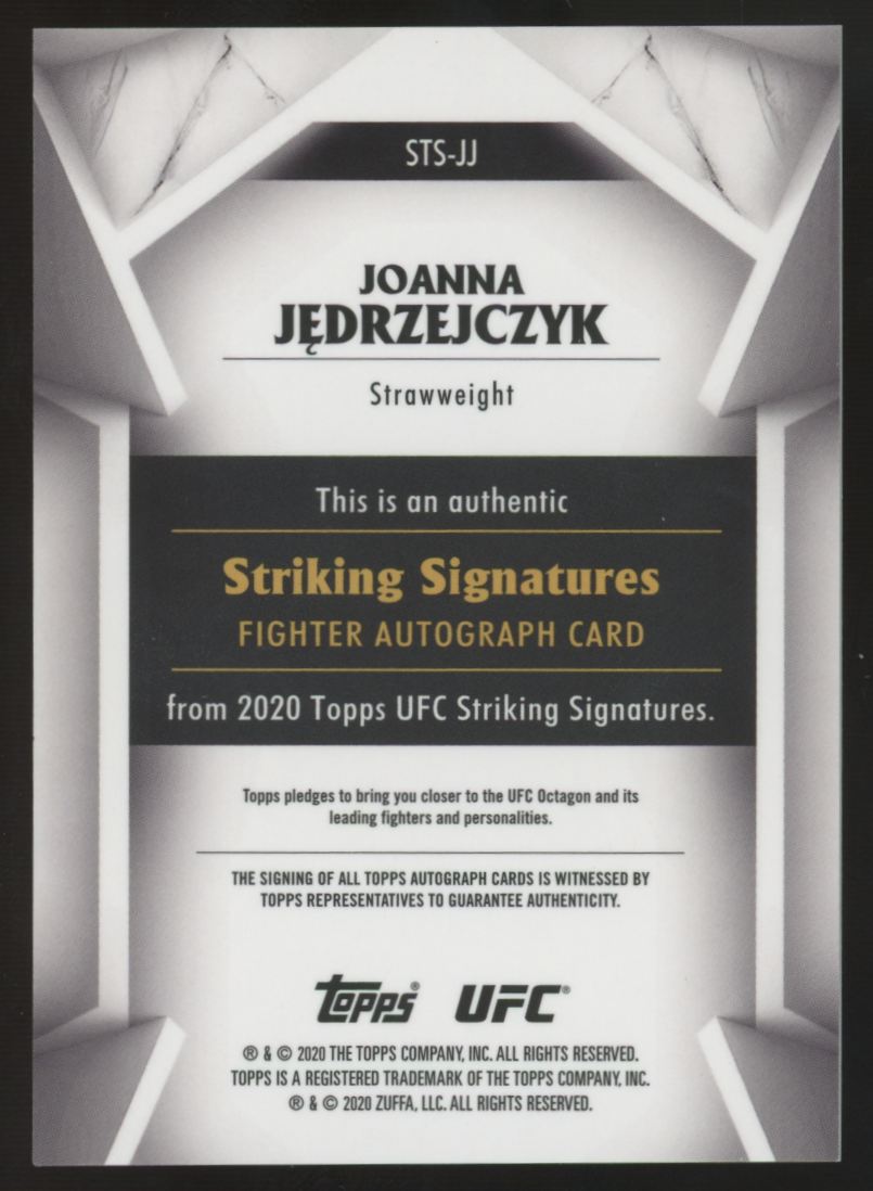 2020 Topps UFC Striking Signatures Joanna Jedrzejczyk Auto /206 #STS-JJ