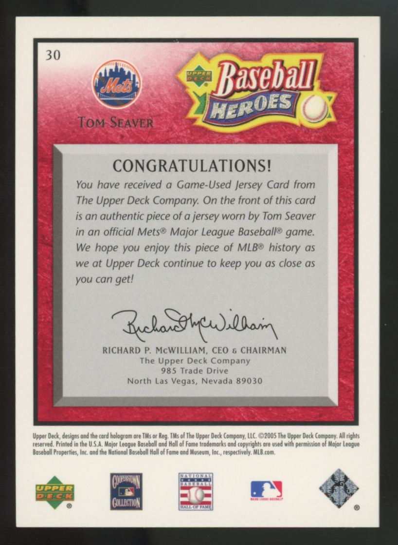2005 Upper Deck Tom Seaver Baseball Heroes Red Patch /99 #30