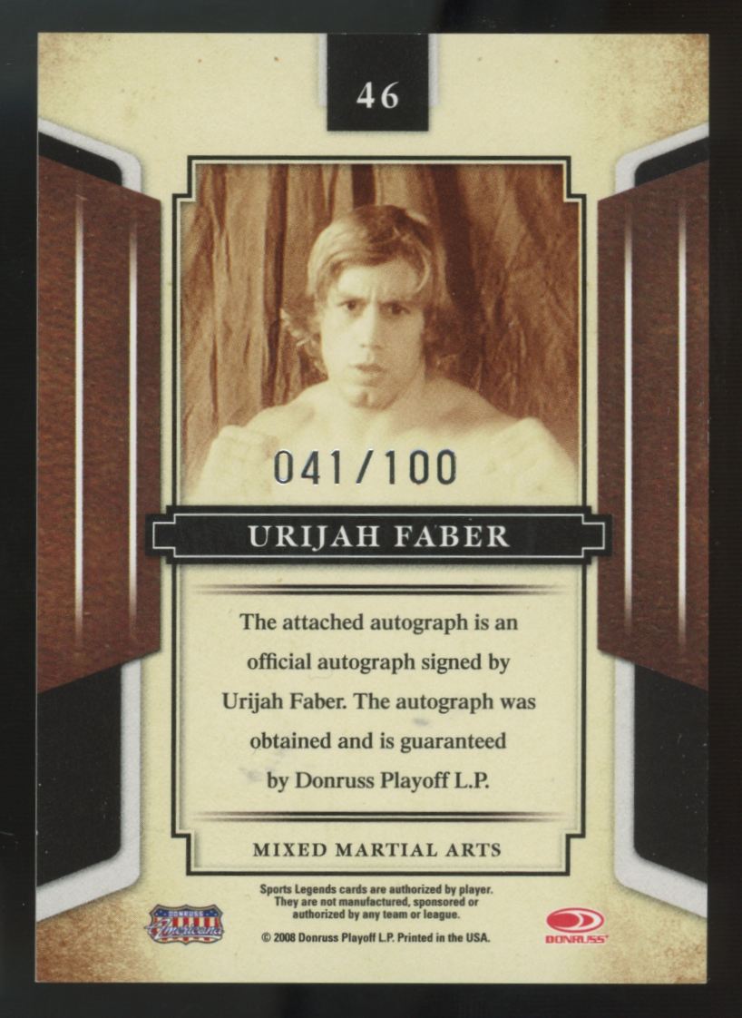 2008 Donruss Americana Sports Legends Urijah Faber Auto /100 #46