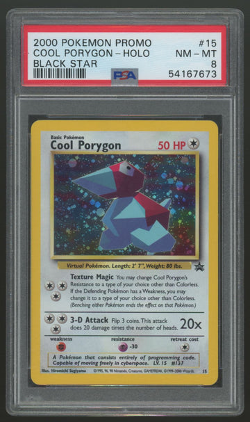2000 Pokemon Cool Porygon Holo Black Star Promo #15 PSA 8