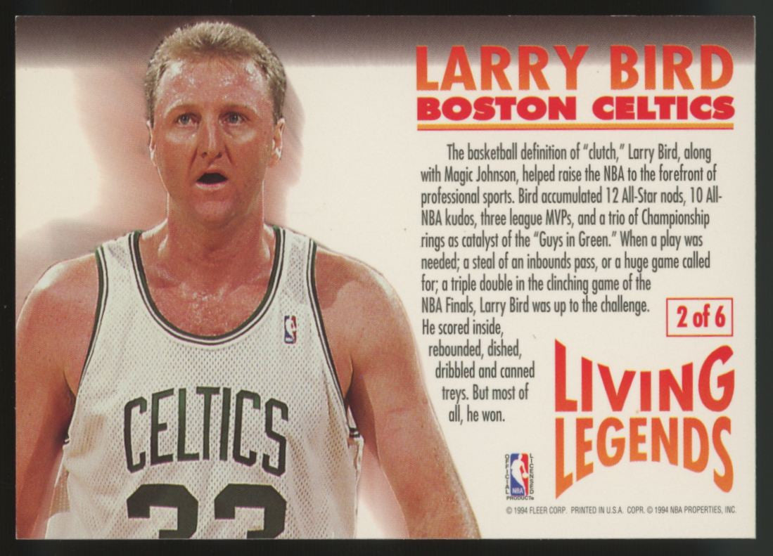 1993-94 Fleer Basketball Living Legends Insert Set (6) Jordan Barkley Bird Ewing