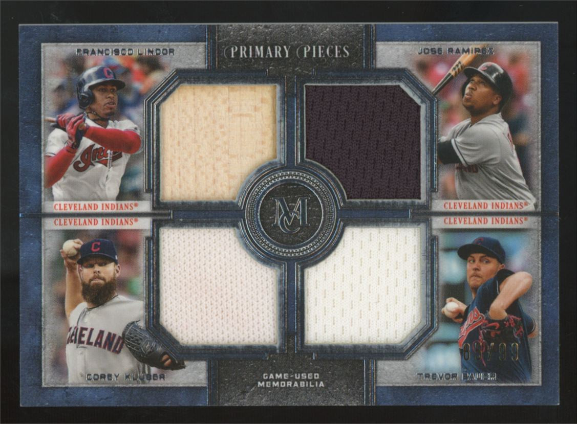 2019 Museum Collection Lindor/Ramirez/Kluber/Bauer Primary Pieces Quad Patch /99