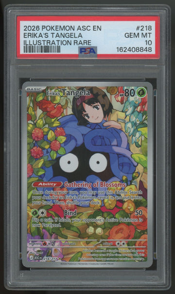 2026 Pokemon Erika's Tangela Ascended Heroes Illustration Rare #218 PSA 10
