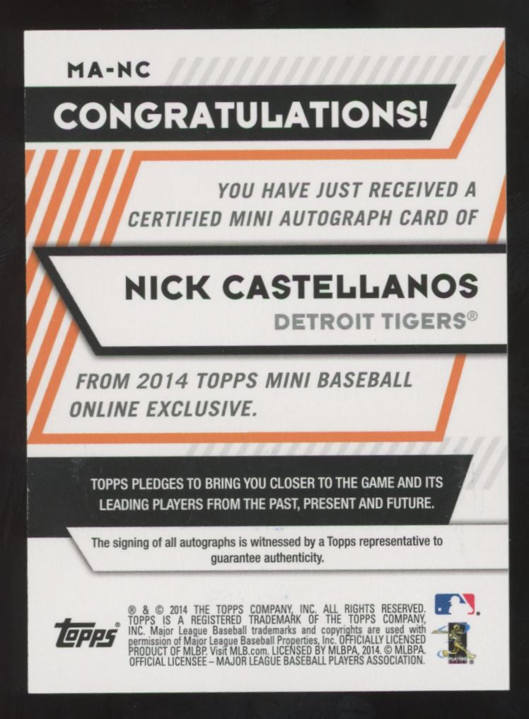 2014 Topps Mini Nick Castellanos RC Auto #MA-NC