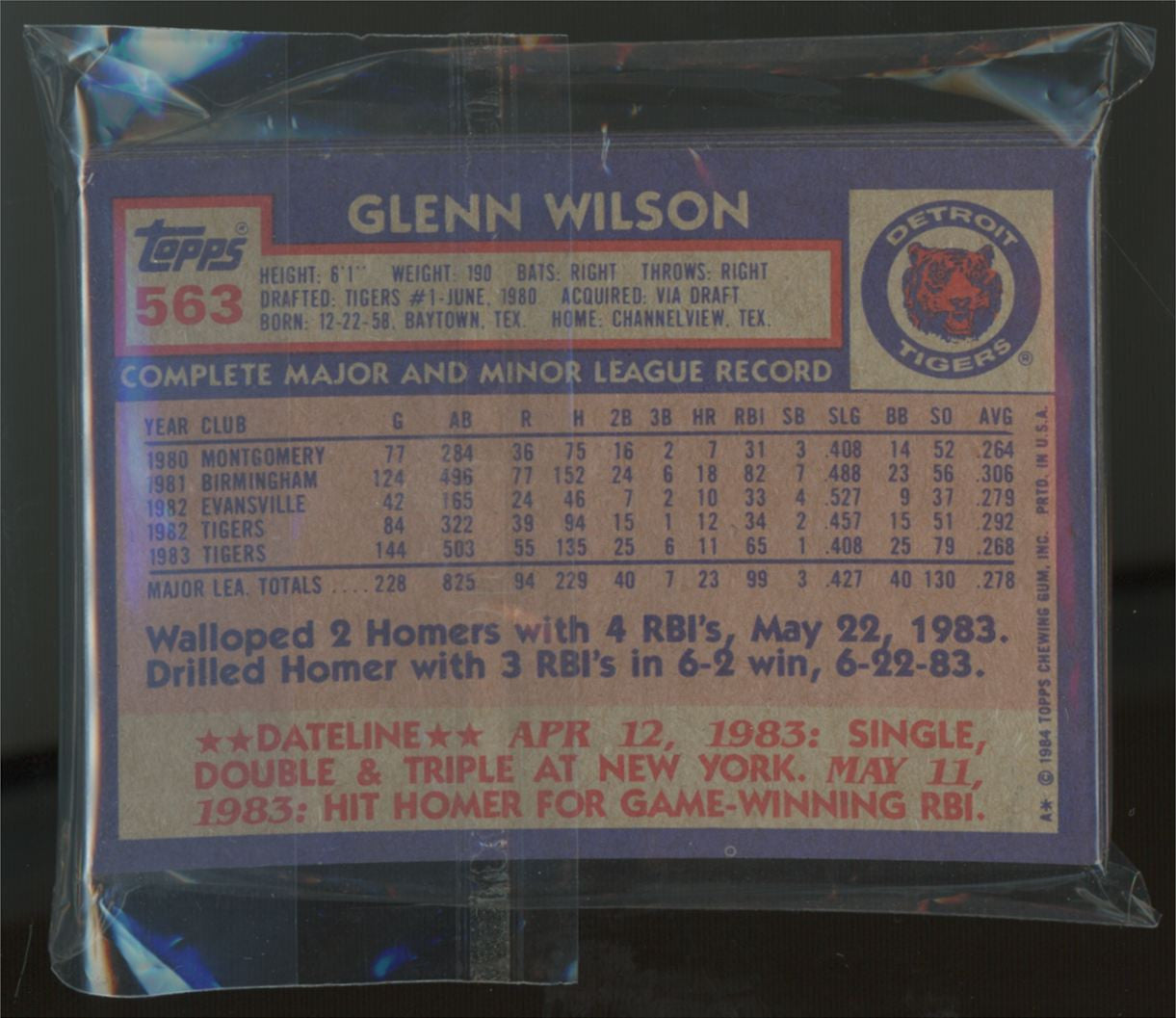 1984 Topps Detroit Tigers Team Set (28) NM