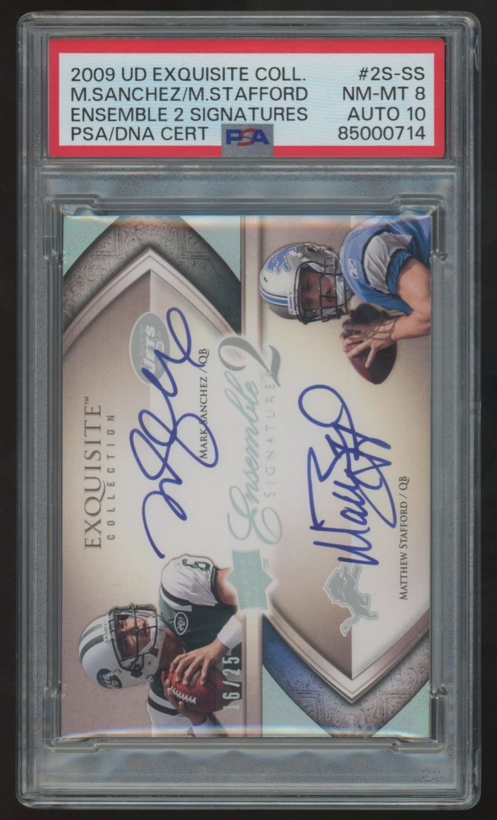 2009 UD Exquisite Sanchez/Stafford RC Ensemble Dual Auto /25 #2S-SS PSA 8 10