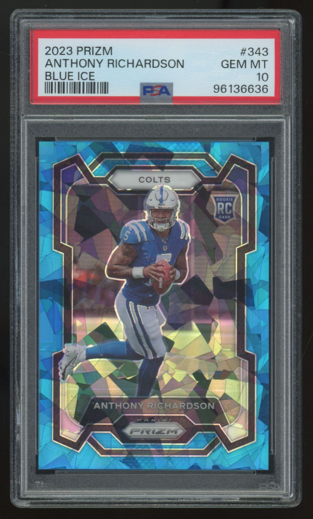 2023 Panini Prizm Anthony Richardson RC Blue Ice /99 #343 PSA 10