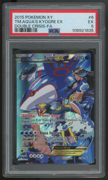 2015 Pokemon Team Aqua's Kyogre EX Double Crisis Full Art #6 PSA 5
