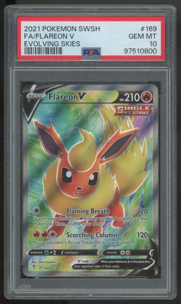 2021 Pokemon Flareon V Evolving Skies Full Art #169 PSA 10