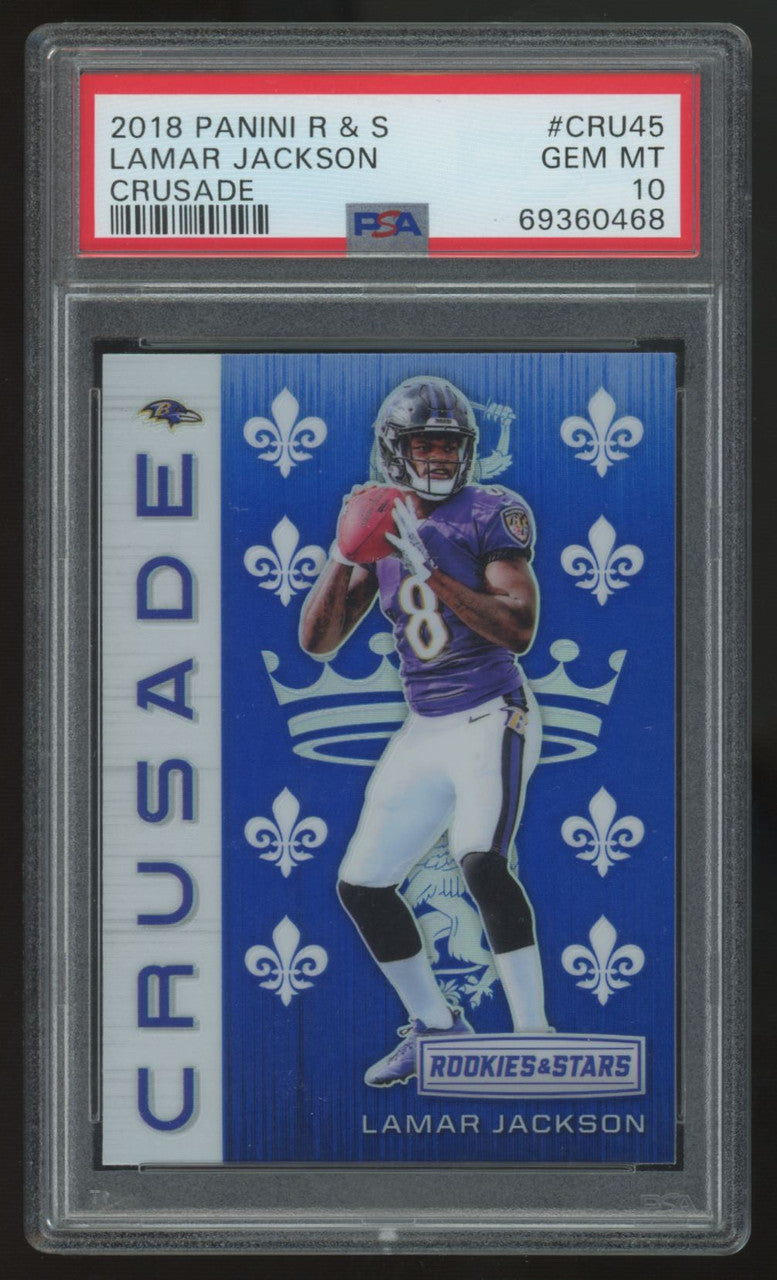 2018 Panini Rookies & Stars Lamar Jackson RC Crusade #CRU-45 PSA 10