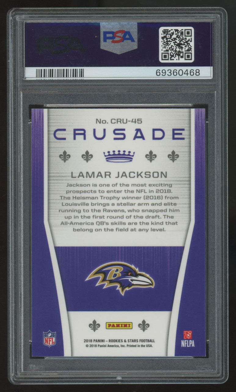 2018 Panini Rookies & Stars Lamar Jackson RC Crusade #CRU-45 PSA 10