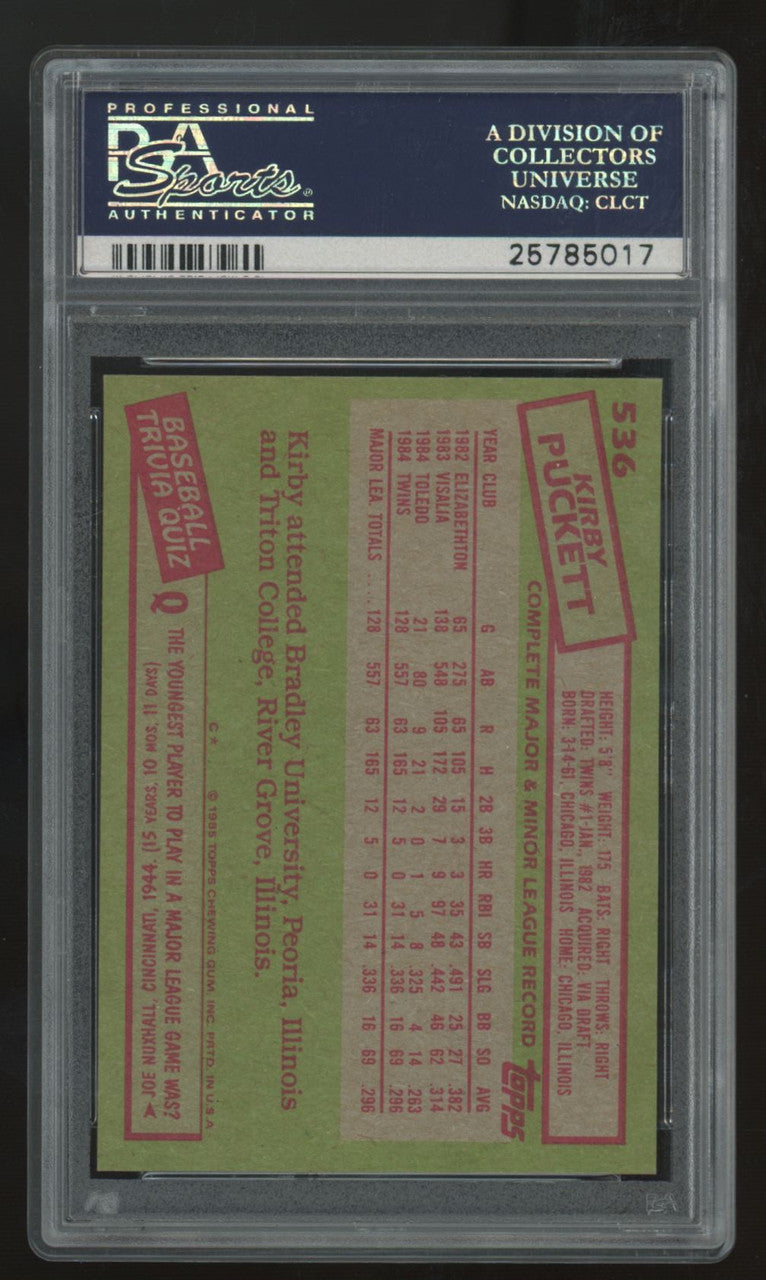 1985 Topps Kirby Puckett #536 PSA 9