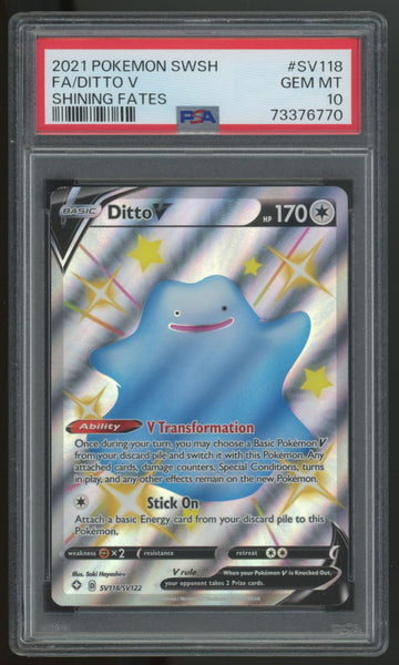 2021 Pokemon Ditto V Shining Fates Full Art #SV118 PSA 10