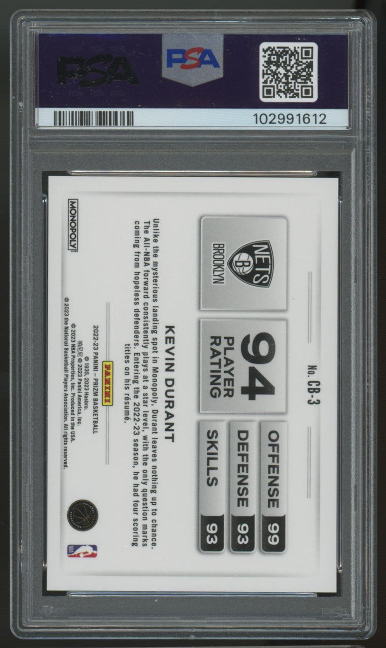 2022-23 Prizm Monopoly Kevin Durant Color Blast SSP #CB3 PSA 9