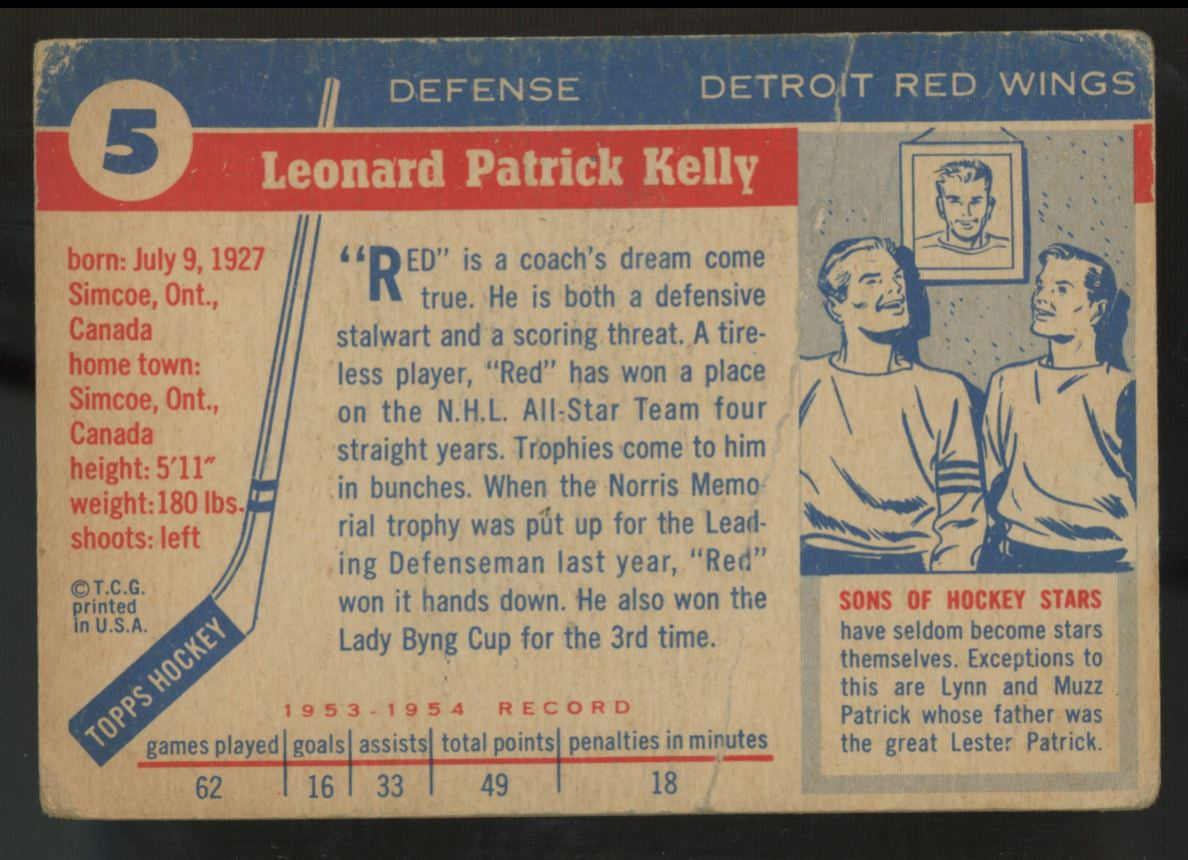 1954-55 Topps Red Kelly #5 Poor