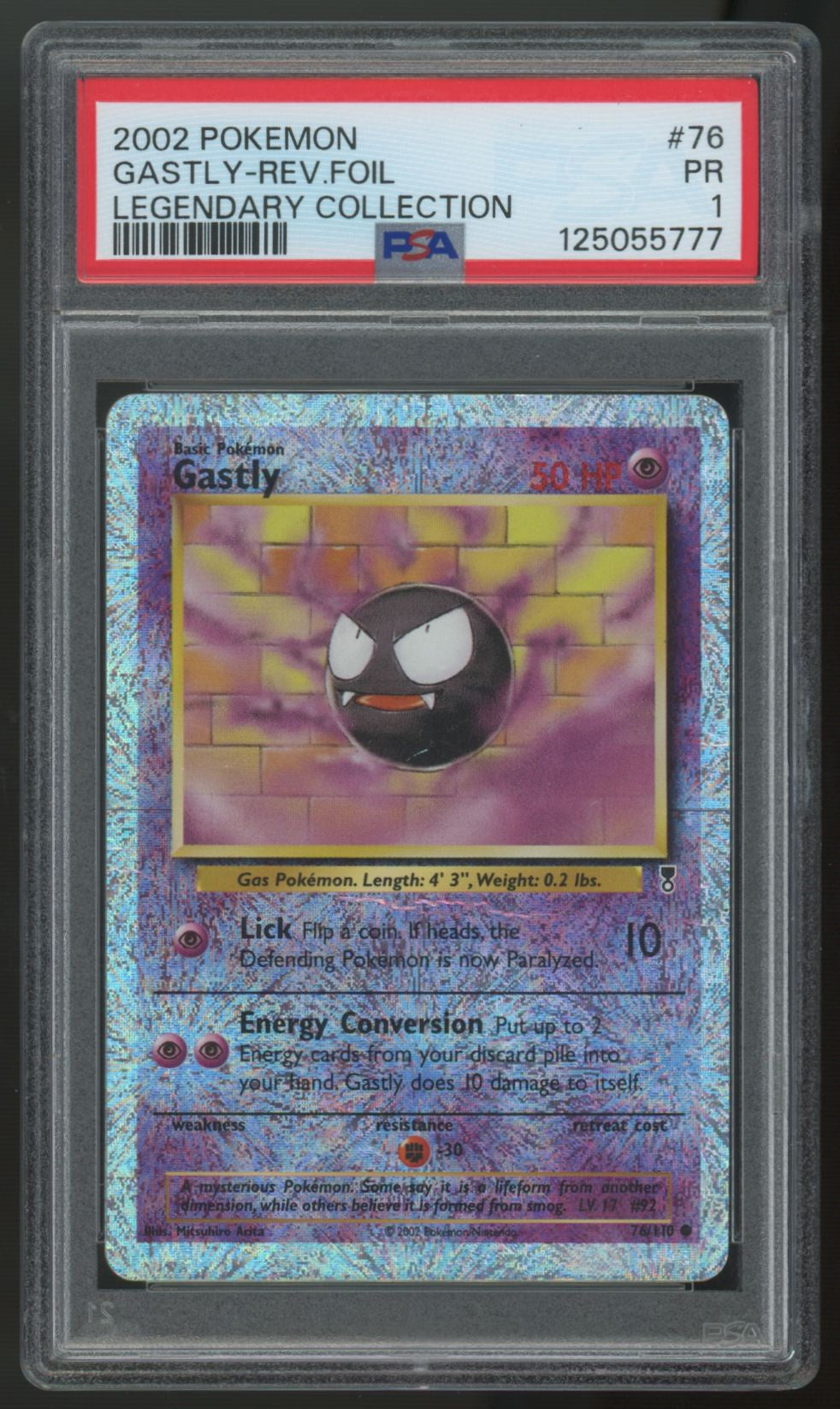 2002 Pokemon Gastly Legendary Collection Reverse Holo #76 PSA 1