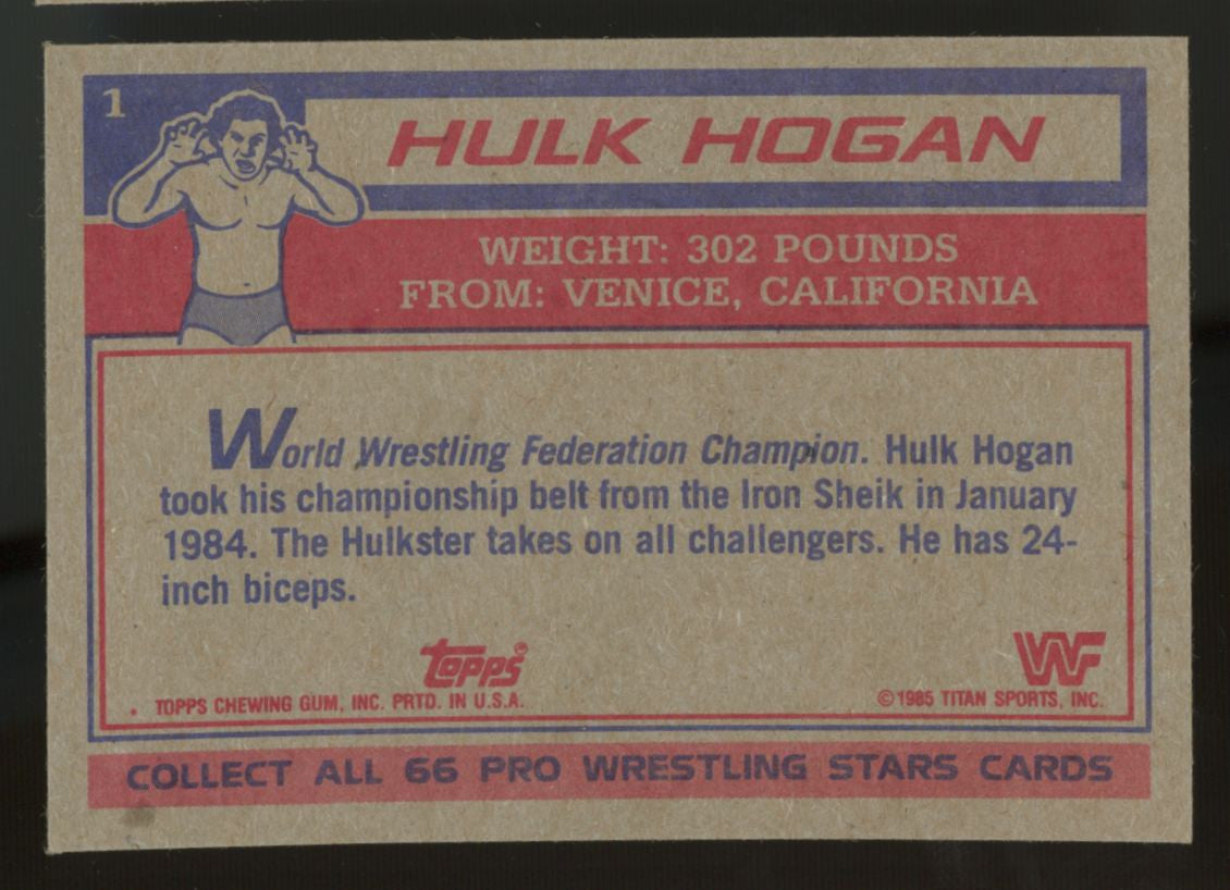 1985 Topps WWF Wrestling Complete Set (66) 2 Hogan RCs NM Overall