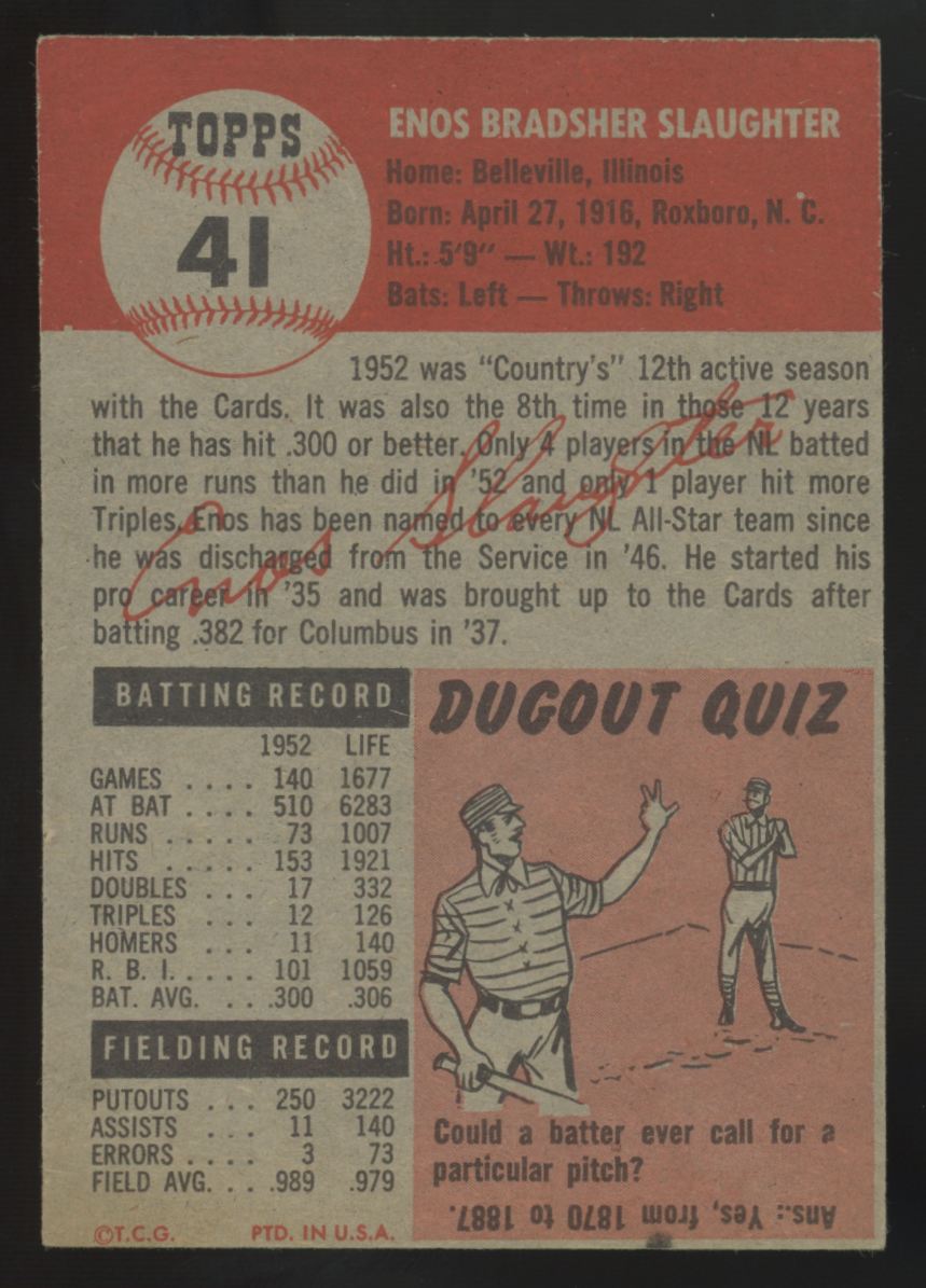 1953 Topps Enos Slaughter #41 VG/EX