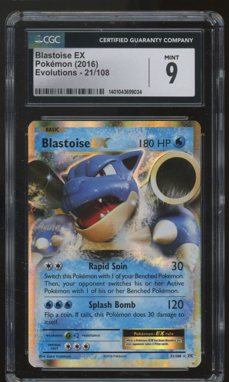 2016 Pokemon Blastoise EX Evolutions Holo #21 CGC 9