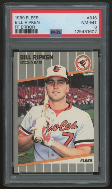 1989 Fleer Bill Ripken FF Error #616 PSA 8 *607
