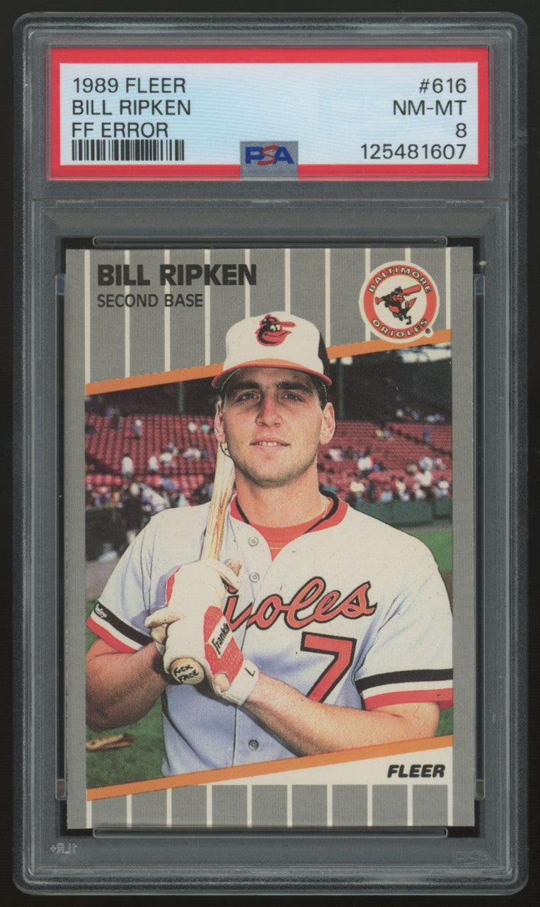 1989 Fleer Bill Ripken FF Error #616 PSA 8 *607